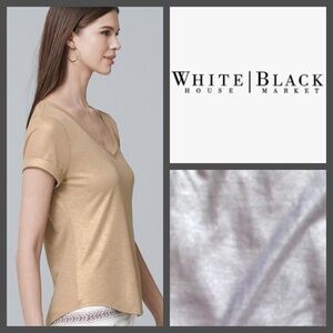 NWOT WHBM Deep V Easy Tee~Silver